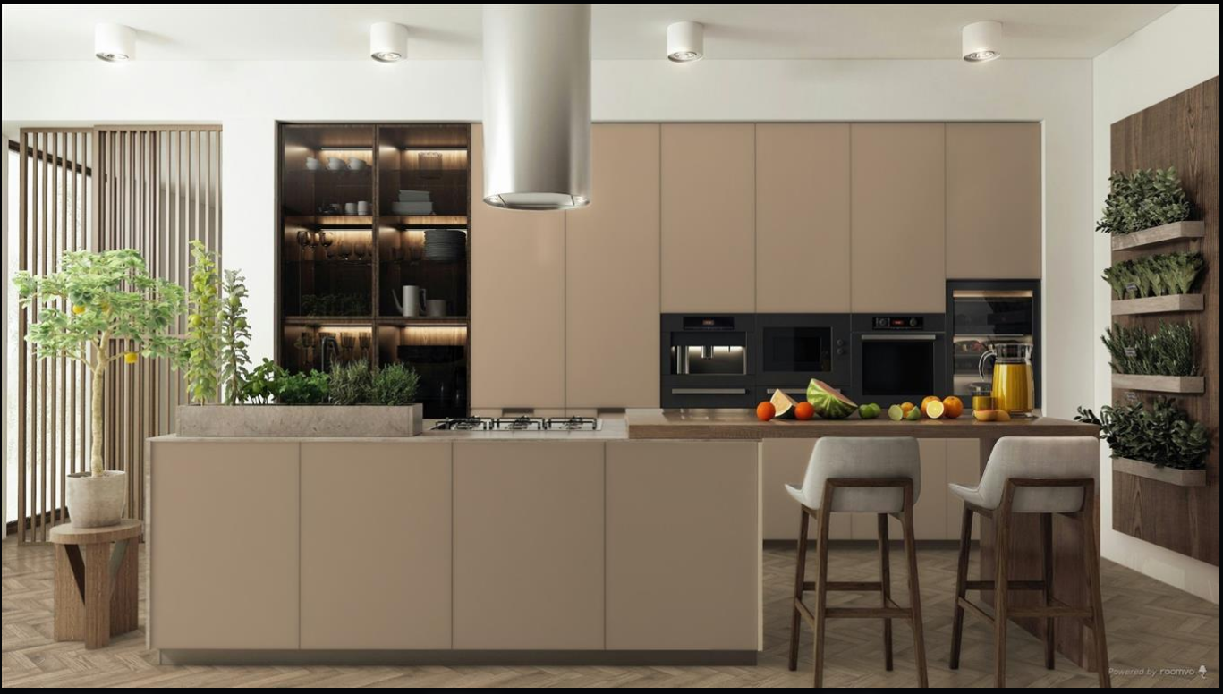 Tủ bếp sử dụng gỗ An Cường phủ Acrylic màu Cappuccino